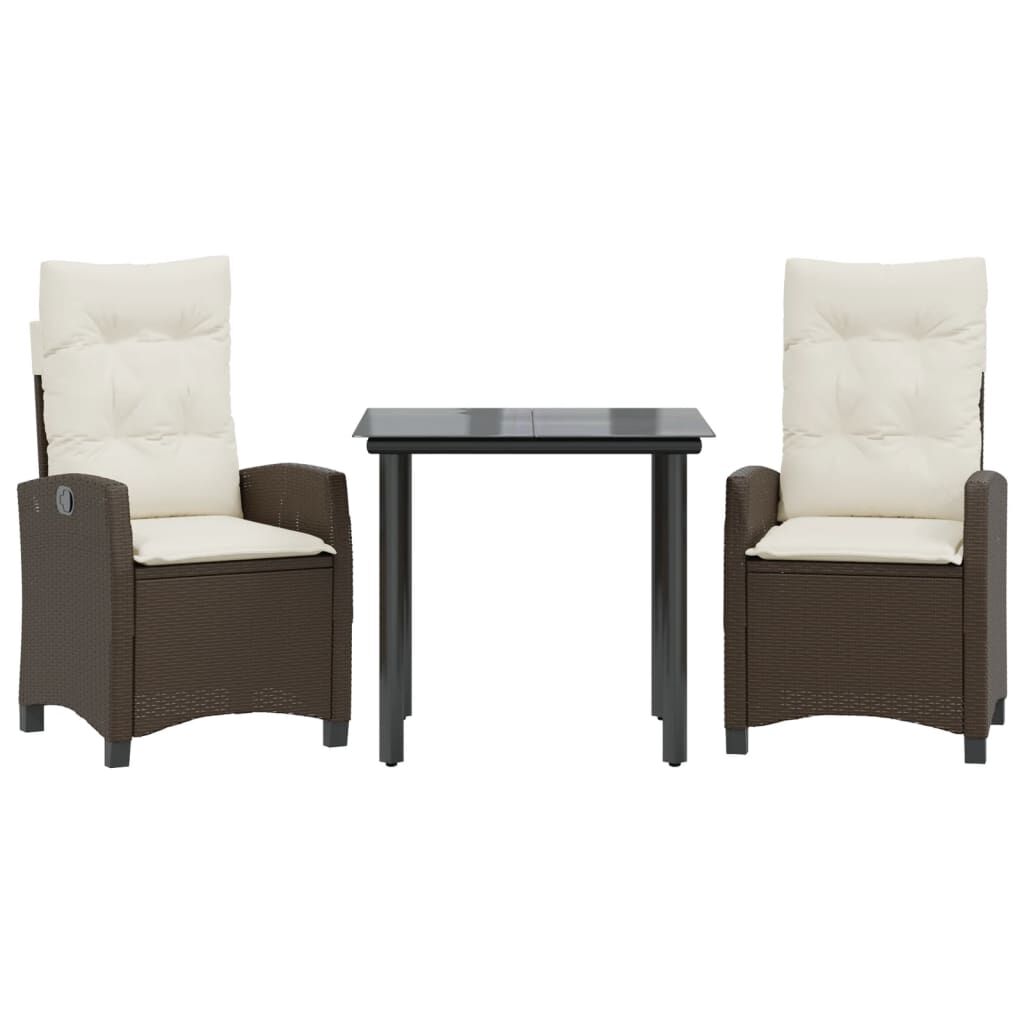 vidaXL 5 Piece Garden Dining Set with Cushions Brown Poly Rattan
