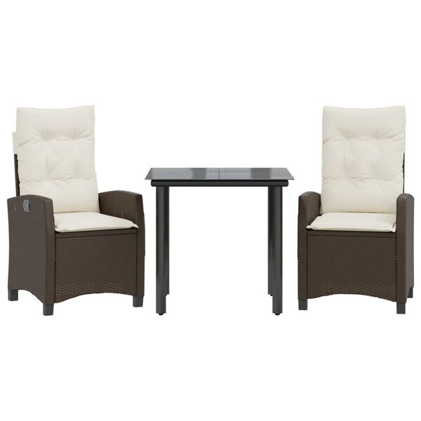 vidaXL 5 Piece Garden Dining Set with Cushions Brown Poly Rattan