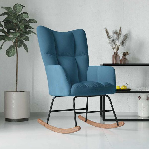 vidaXL Rocking Chair Blue Velvet