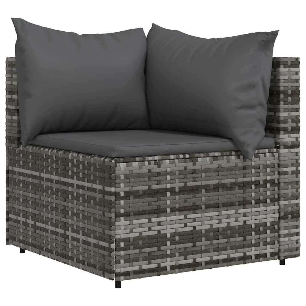 vidaXL 3 Piece Garden Lounge Set with Cushions Grey Poly Rattan