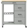 vidaXL Kitchen Trolley MONZA 84x40x90 cm Solid Wood Pine
