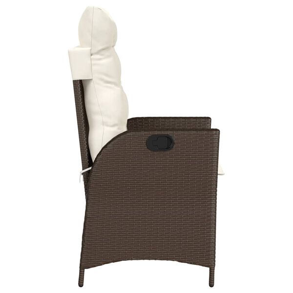 vidaXL 3 Piece Bistro Set with Cushions Brown Poly Rattan