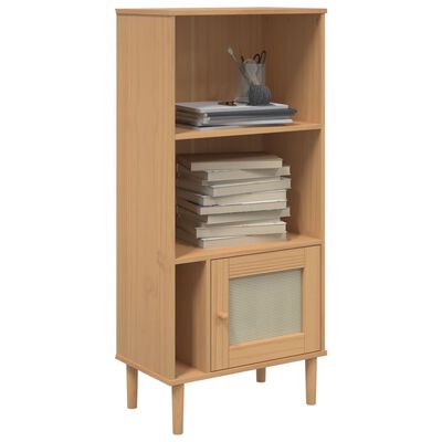 vidaXL Bookcase SENJA Rattan Look Brown 60x35x130 cm Solid Wood Pine