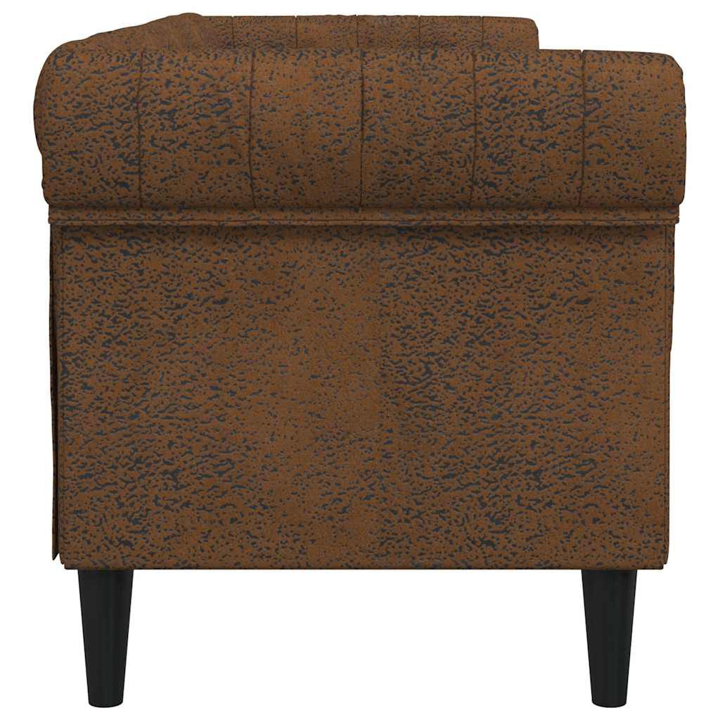 vidaXL Chesterfield Sofa 3-Seater Brown Fabric