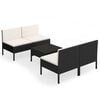 vidaXL 5 Piece Garden Lounge Set with Cushions Poly Rattan Black