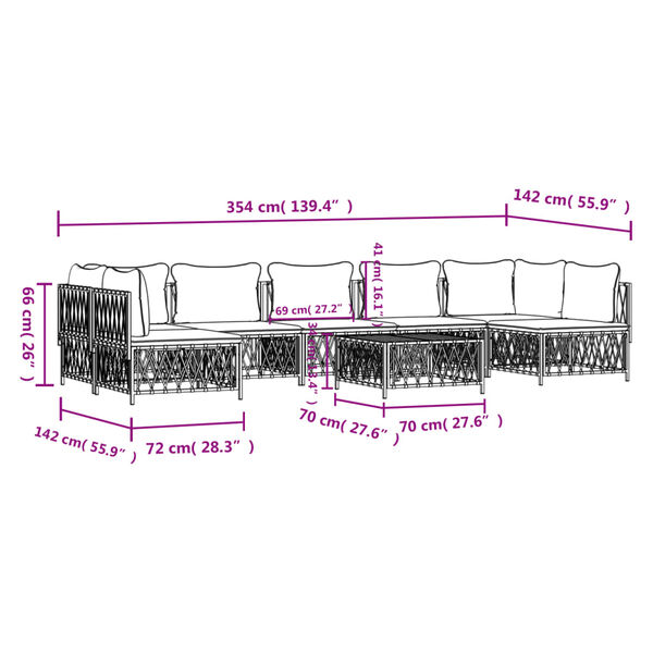 vidaXL 8 Piece Garden Lounge Set with Cushions Anthracite Steel