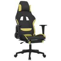 vidaXL Massage Gaming Chair with Footrest Black and Light Green Fabric