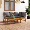 vidaXL 4 Piece Garden Lounge Set with Cushion Solid Acacia Wood