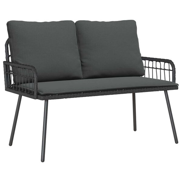 vidaXL Garden Bench Black 114x64x78 cm Poly Rattan