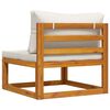 vidaXL Sectional Middle Sofa & Cream White Cushion Solid Acacia Wood