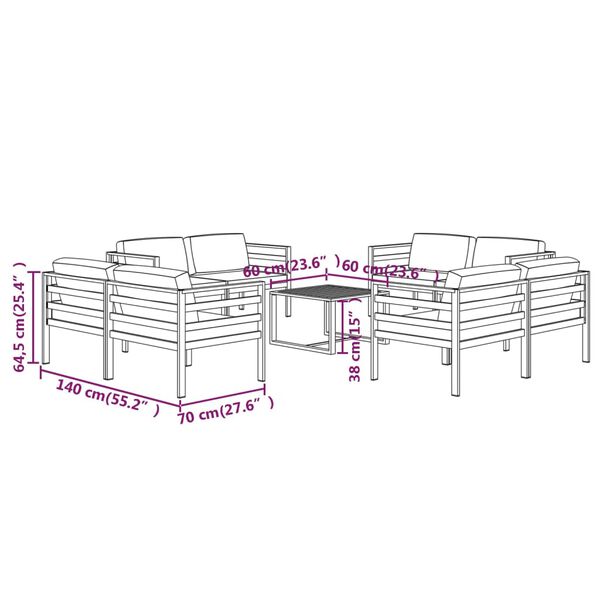 vidaXL 9 Piece Garden Lounge Set with Cushions Aluminium Anthracite