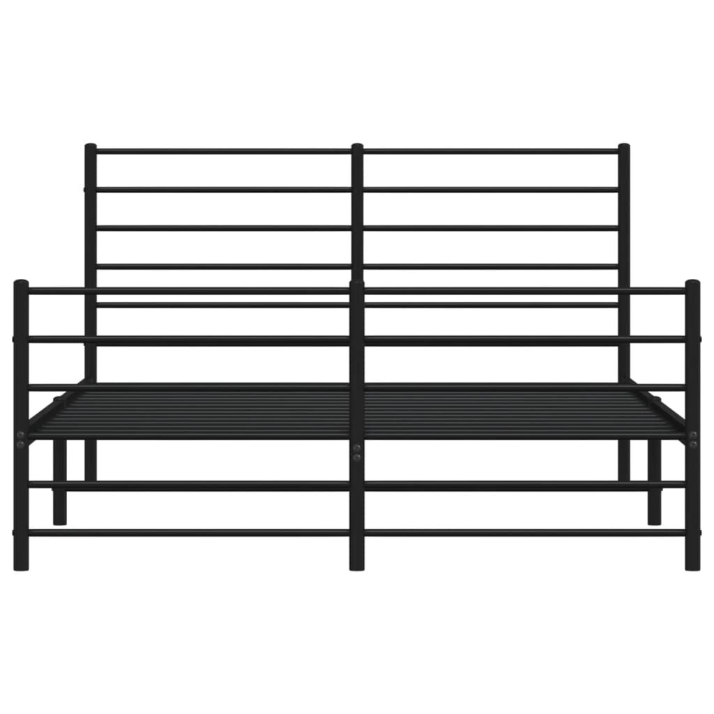 vidaXL Metal Bed Frame without Mattress with Footboard Black 135x190cm