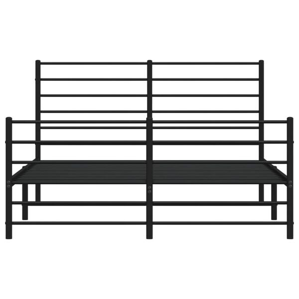 vidaXL Metal Bed Frame without Mattress with Footboard Black 135x190cm