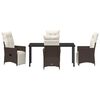 vidaXL Garden Dining Set with Cushion 5 pcs Brown Poly Rattan