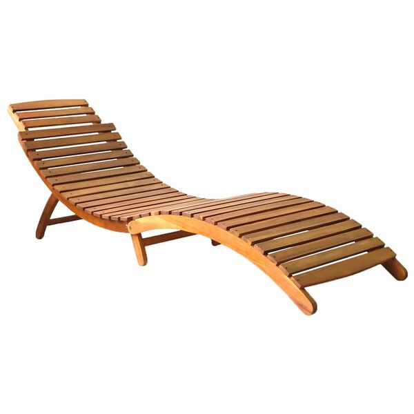 vidaXL Garden Sun Lounger with Cushion Solid Acacia Wood