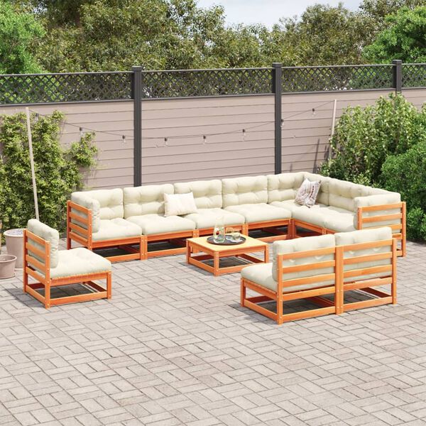 vidaXL 11 Piece Garden Sofa Set Wax Brown Solid Wood Pine