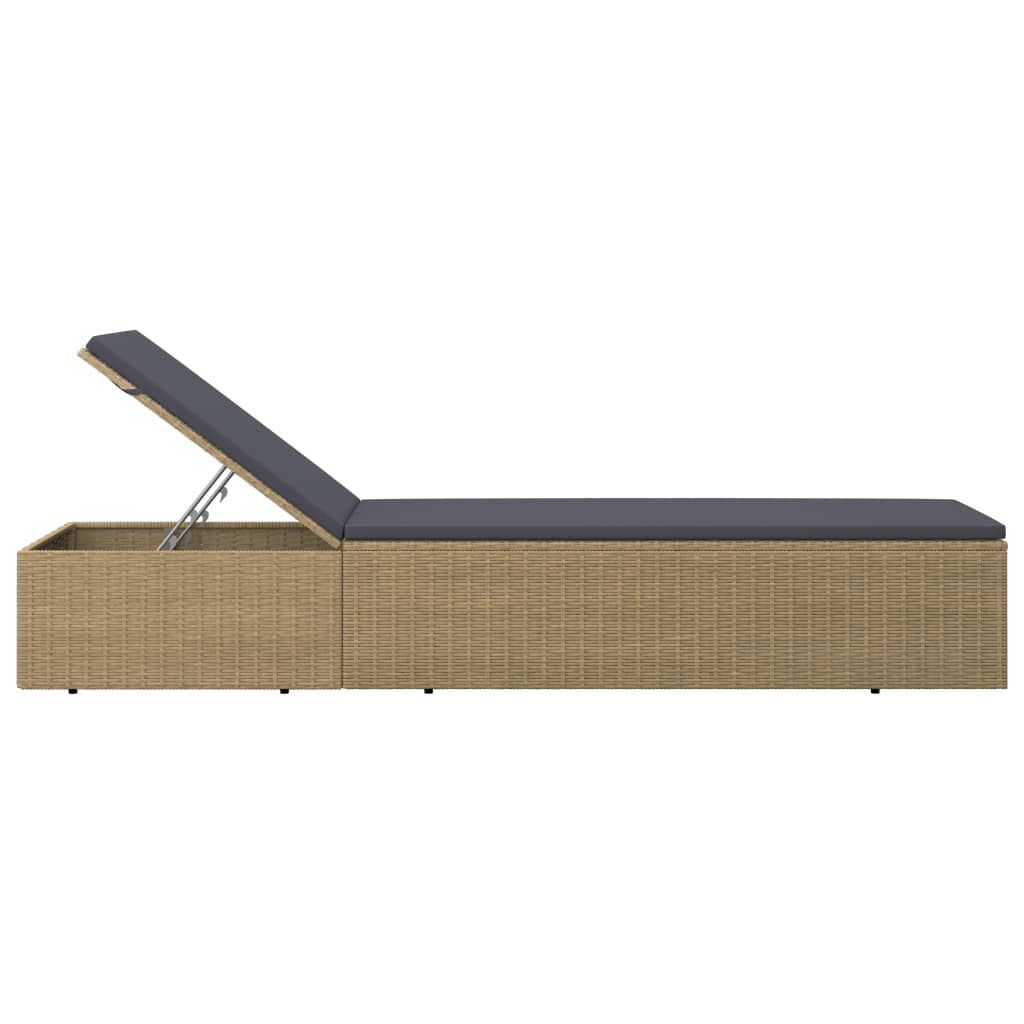 vidaXL Sunlounger Poly Rattan Brown and Dark Grey