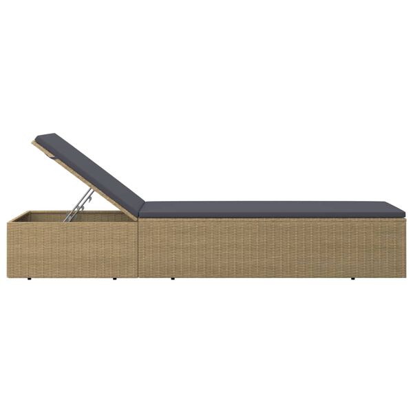 vidaXL Sunlounger Poly Rattan Brown and Dark Grey
