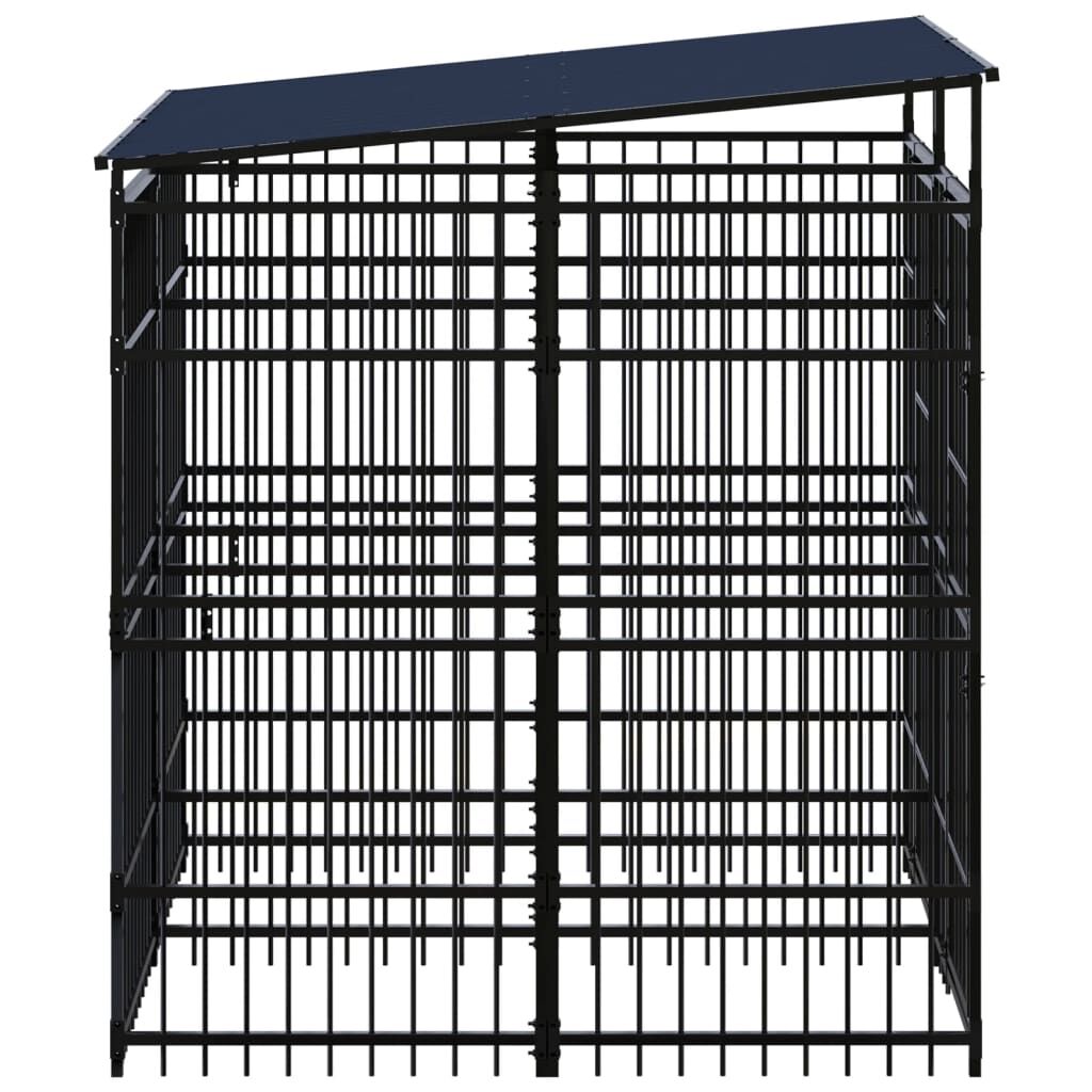 vidaXL Outdoor Dog Kennel with Roof Steel 3.69 m²