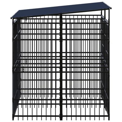 vidaXL Outdoor Dog Kennel with Roof Steel 3.69 m²