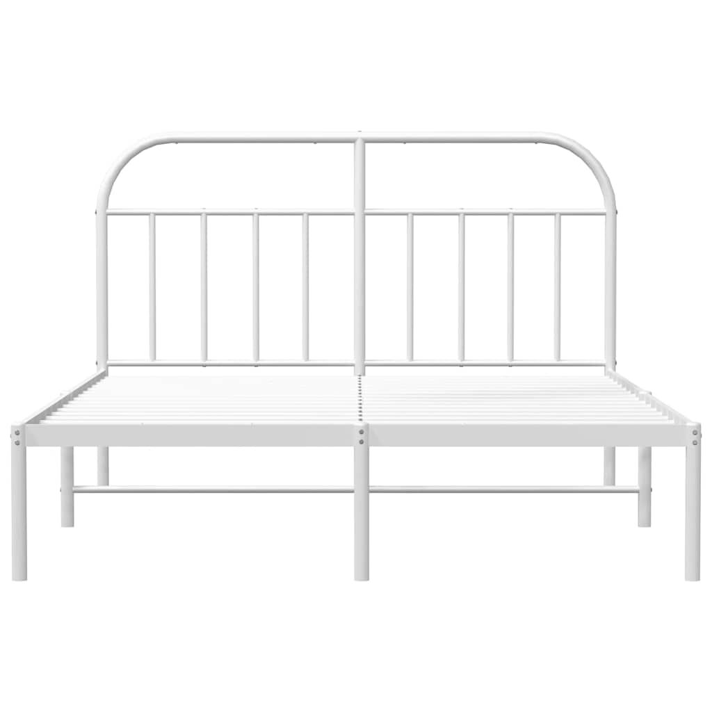 vidaXL Metal Bed Frame without Mattress with Headboard White 150x200cm