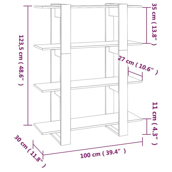 vidaXL Book Cabinet/Room Divider Sonoma Oak 100x30x123.5 cm