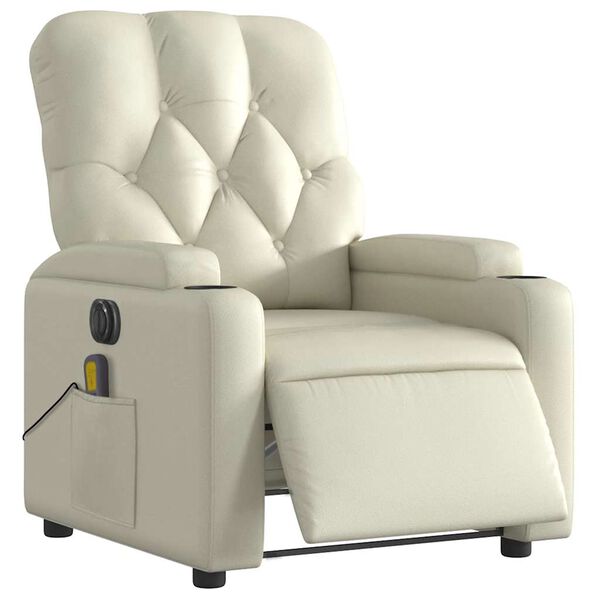 vidaXL Electric Massage Recliner Chair Cream Faux Leather