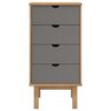 vidaXL Drawer Cabinet OTTA Brown&Grey 45x39x90cm Solid Wood Pine