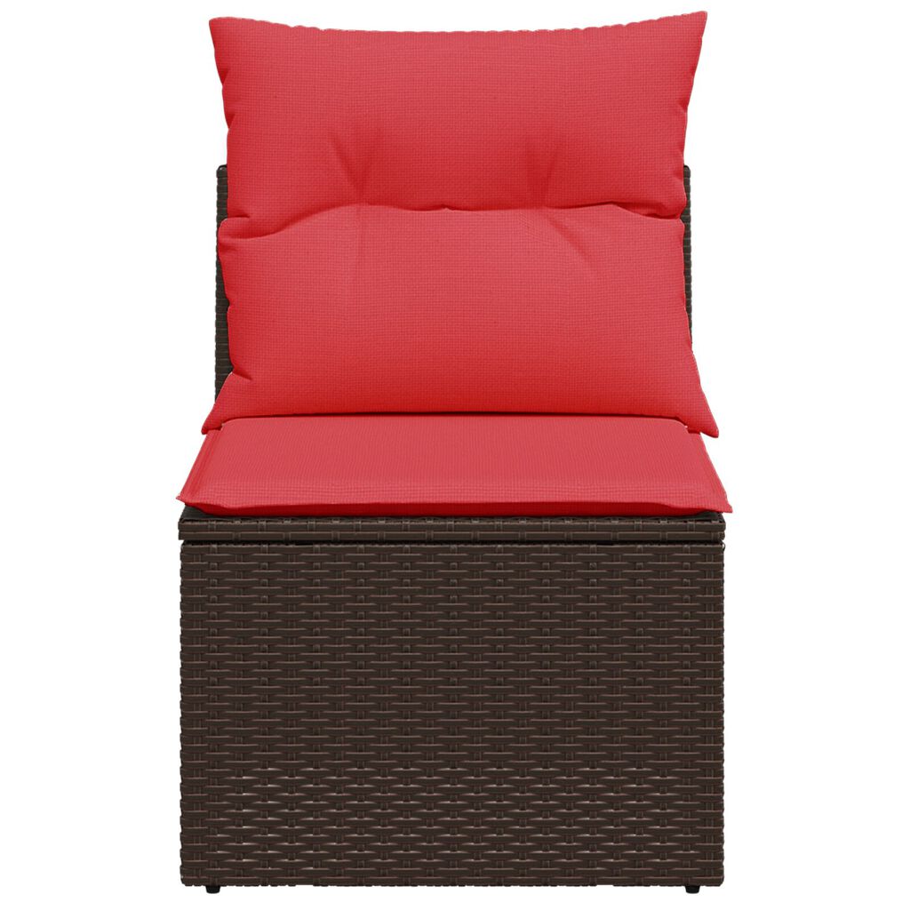 vidaXL Garden Sofa Armless with Cushions Brown Poly Rattan