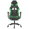 vidaXL Gaming Chair with Footrest Black and Green Faux Leather