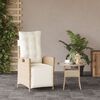 vidaXL Reclining Garden Chair with Footrest Beige Poly Rattan