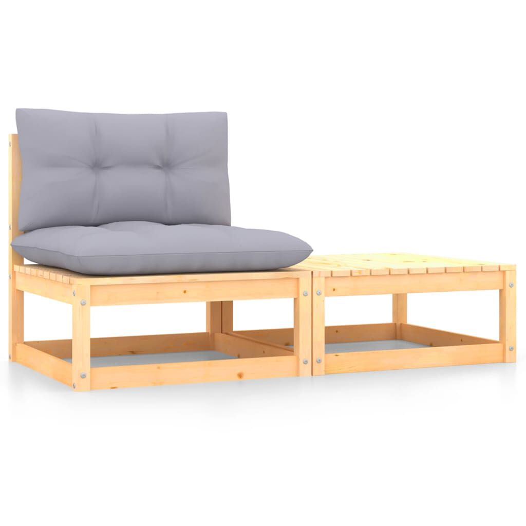 vidaXL 2 Piece Garden Lounge Set with Cushions Solid Pinewood