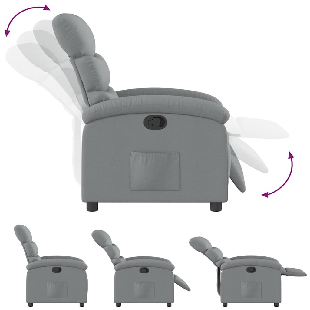 vidaXL Recliner Chair Light Grey Fabric