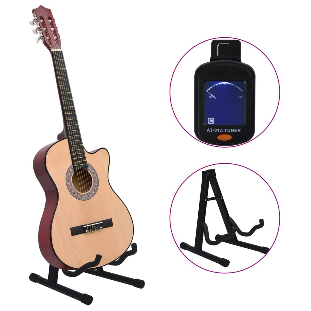 vidaXL 12 Piece Western Acoustic Cutaway Guitar Set with 6 Strings 38