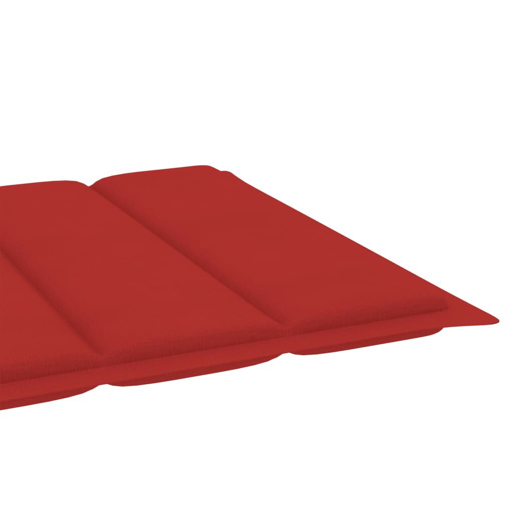vidaXL Sun Lounger with Red Cushion Solid Teak Wood