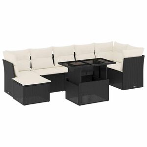 vidaXL 8 Piece Garden Sofa Set with Cushions Black Poly Rattan