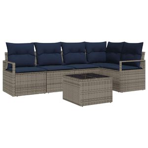 vidaXL Sofa Set 6 pcs Grey Poly Rattan