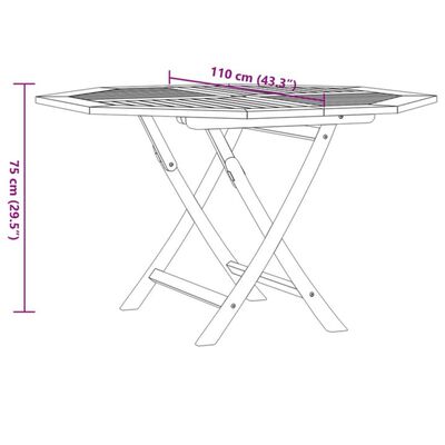 vidaXL Folding Garden Table 110x110x75 cm Solid Wood Teak