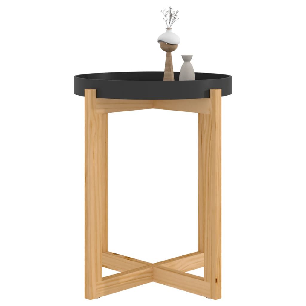 vidaXL Coffee Table Black 41x41x48.5cm Engineered Wood&Solid Wood Pine