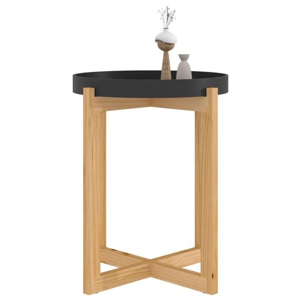 vidaXL Coffee Table Black 41x41x48.5cm Engineered Wood&Solid Wood Pine