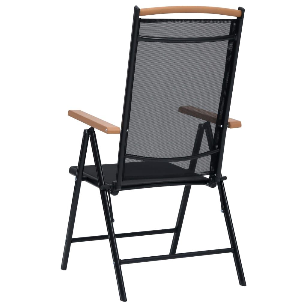 vidaXL Folding Garden Chairs 2 pcs Aluminium and Textilene Black
