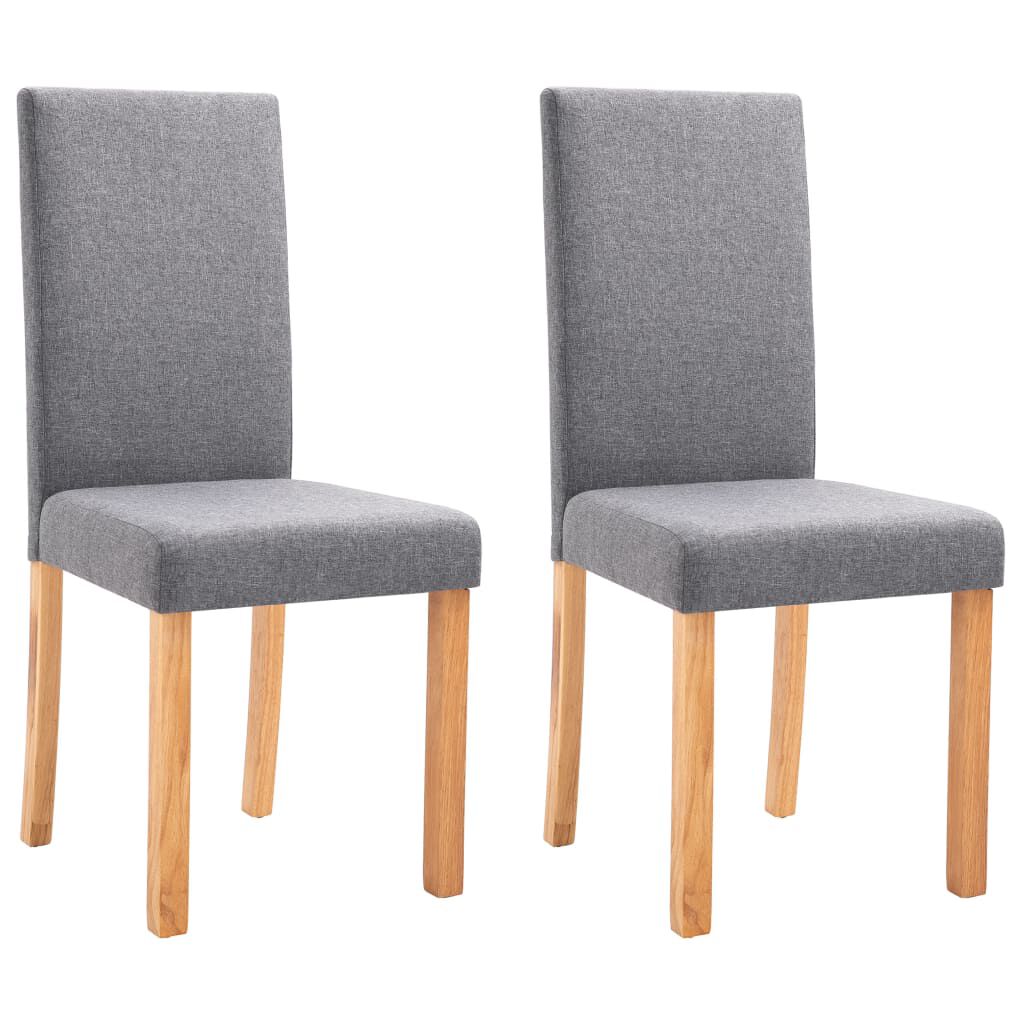 vidaXL Dining Chairs 2 pcs Light Gray Fabric