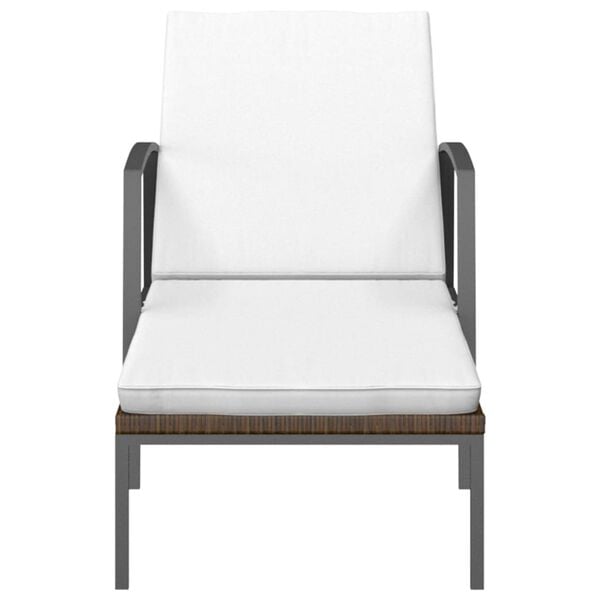 vidaXL Sun Loungers 2 pcs with Table Poly Rattan Brown