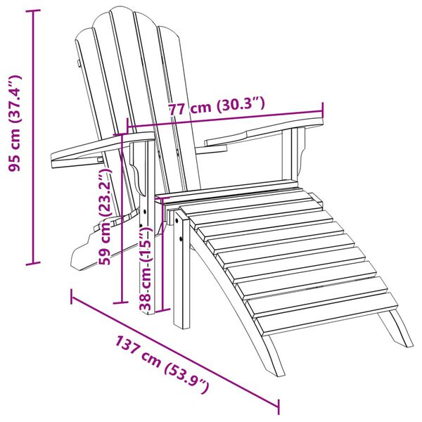 vidaXL Garden Adirondack Chair with Footrest Solid Wood Teak