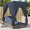 vidaXL Double Sun Lounger with Roof and Curtains Grey Poly Rattan