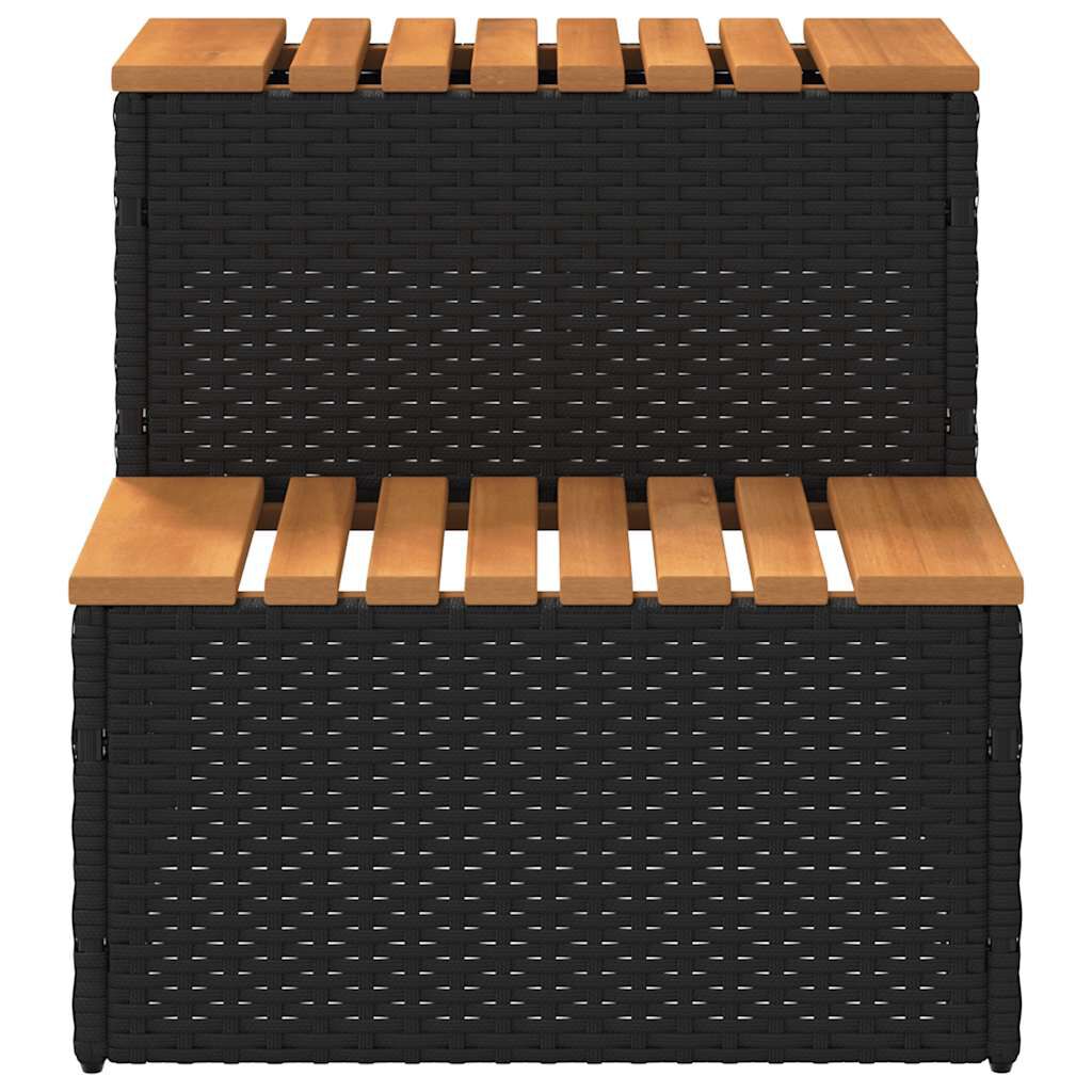 vidaXL Hot Tub Step Black 50x50x50.5 cm Poly Rattan and Solid Acacia
