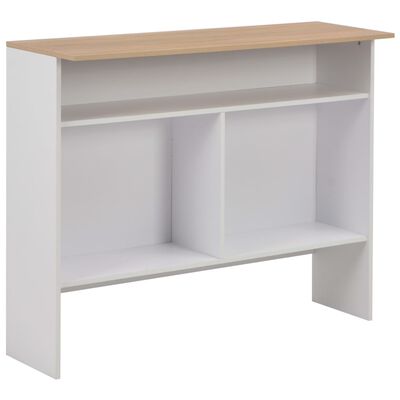 vidaXL Bar Table with 2 Table Tops White and Oak 130x40x120 cm