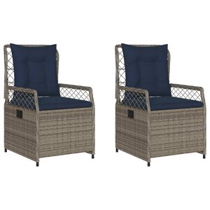 vidaXL Reclining Garden Chairs 2 pcs Grey Poly Rattan