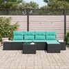 vidaXL Garden Sofa Set with Cushion 6 pcs Black Poly Rattan