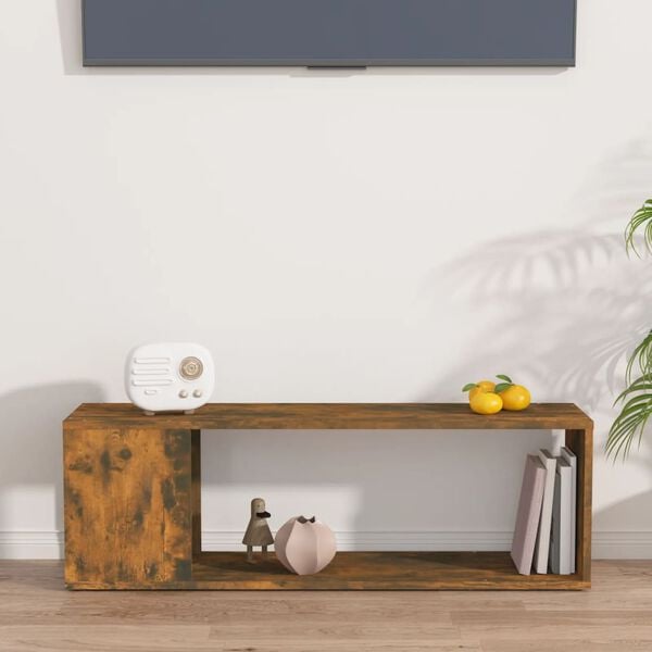 vidaXL TV Cabinet Smoked Oak 100x24x32 cm Engineered Wood